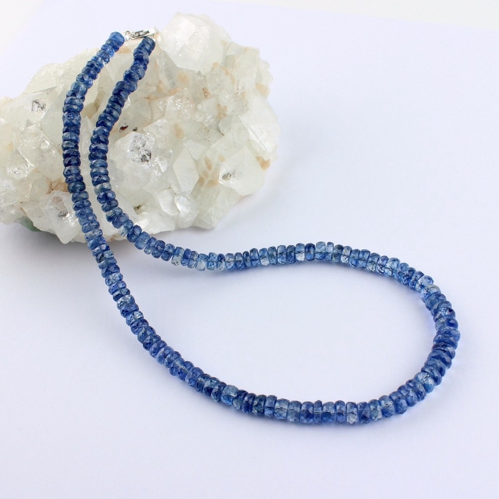 18.7 Inch Faceted Sapphire Gemstone Necklace